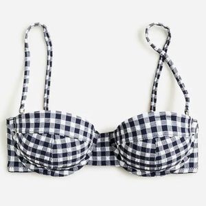 Jcrew Heritage Bandeau Bikini Top Navy Gingham 34B
